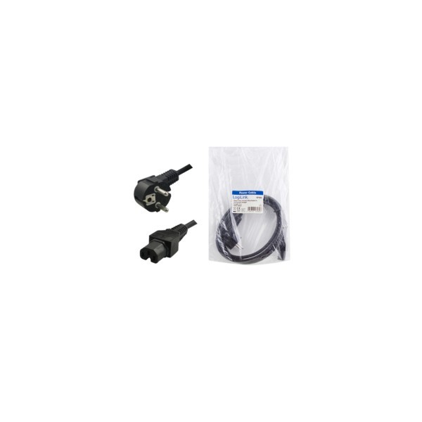 Kabel LogiLink Stromkabel CEE7/ (90°) - IEC C15 schwarz 2m (CP105)