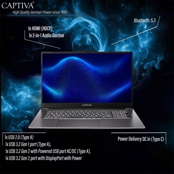 Captiva Notebook Power Starter I99-136CH i5-1335U (17,3", 16GB, 1TB SSD, Intel Iris Xe Graphics, Win 11 Home)