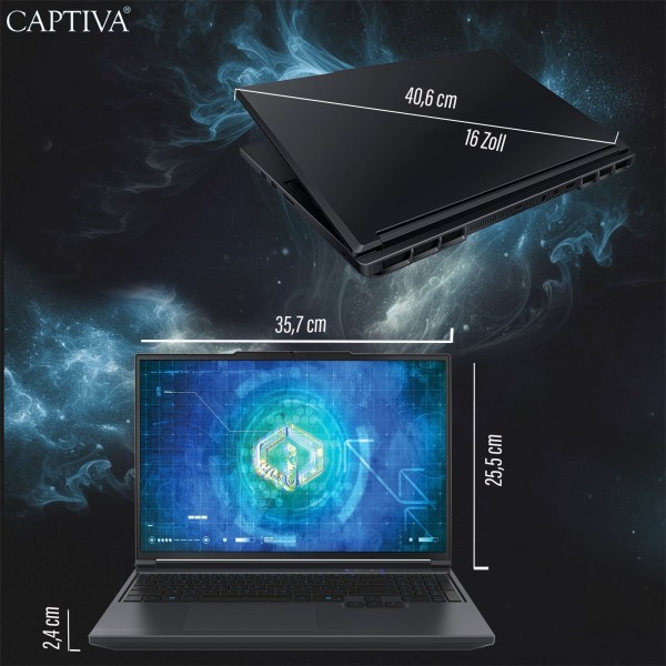 Captiva Notebook Highend Gaming I94-487GE i9-14900HX (16,0", 32GB, 1TB SSD, GeForce RTX5070 Ti 12GB, w/o OS)