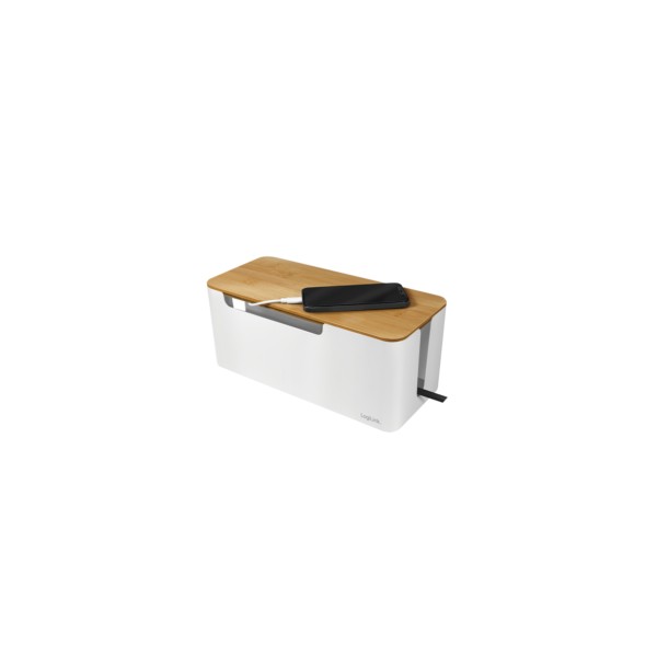 LogiLink Kabelbox 320x140x130mm weiß mit Bambus-Deckel KAB0075