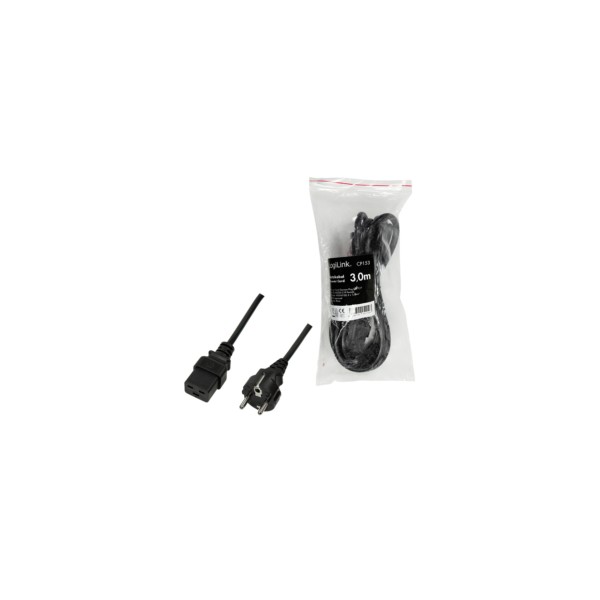 Kabel LogiLink Netzkabel CEE7/7 - IEC C19 schwarz 3m CP153