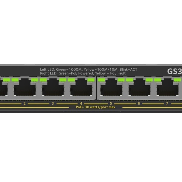 NETGEAR Plus Switch 8-port 10/100/1000 GS308EPP-100PES