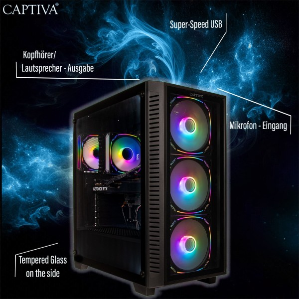 Captiva PC Highend Gaming R10-5255 (Ryzen 5 9600X/RTX5070 12GB GDDR7/SSD 1TB/16GB/WLAN/Windows 11 Home 64-bit)