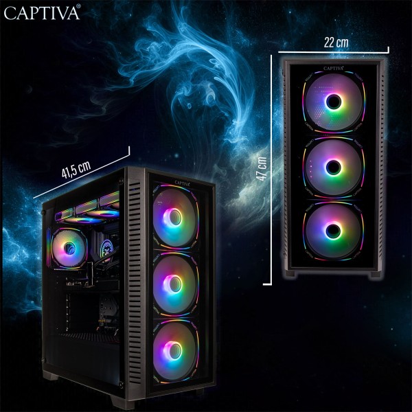 Captiva PC Highend Gaming R10-5355 (Ryzen 7 9800X3D/RTX5080 16GB GDDR7/SSD 1TB/32GB/WLAN/Windows 11 Home 64-bit)