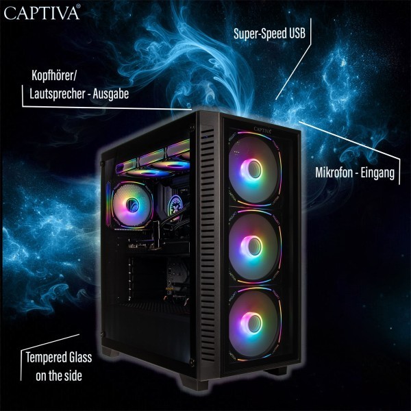 Captiva PC Highend Gaming I10-3618 (Ultra 7 270K Plus/RTX5070 Ti 16GB GDDR7/SSD 2TB/32GB/WLAN/w/o OS)