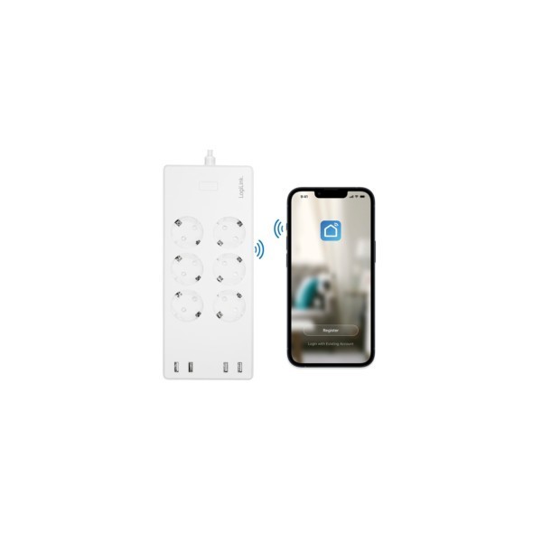 LogiLink Wi-Fi Smart Steckdosenleiste 6-fach (CEE7/3) 4x USB Tuya kompatibel SH0105