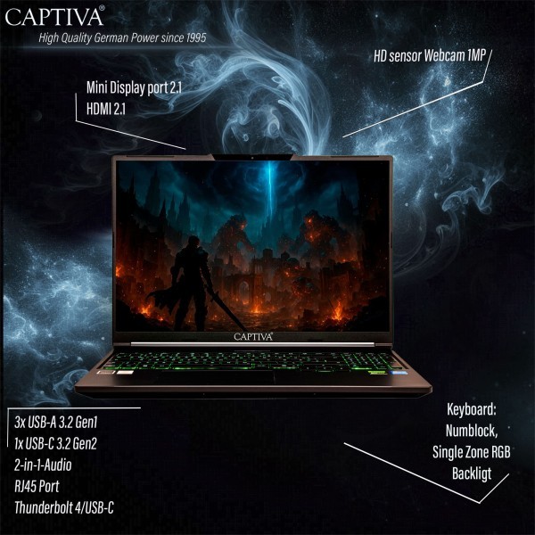 Captiva Notebook Power Starter R94-517GE Ryzen 7 255 (14.0", 64GB, SSD 2TB, Radeon Graphics, Win 11 Home)