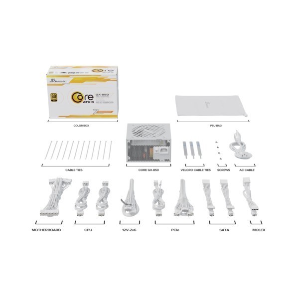 PC- Netzteil Seasonic Core-GX-850 850W  Gold modular White