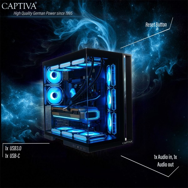 Captiva PC Highend Gaming R10-4775 (Ryzen 7 7800X3D/RTX5070 12GB GDDR7/SSD 1TB/32GB/WLAN/Windows 11 Home 64-bit)