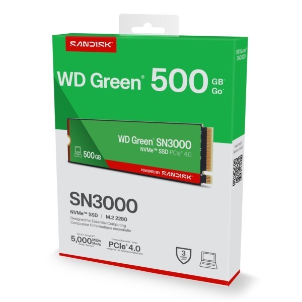 SSD WD Green 500GB SN3000 NVME M.2 PCIe 4.0 x4 WDS500G4G0E-00CPS0