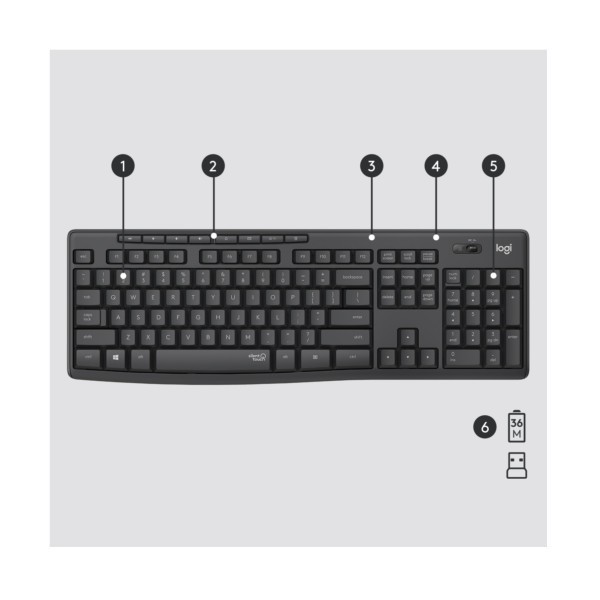 B-Keyboard & Mouse Logitech Wireless Combo MK295 Graphite (US) (920-009800)