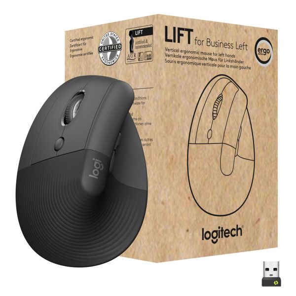 Mouse Logitech Lift for Business wireless ergonomisch graphite left (910-006495)