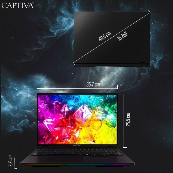 Captiva Notebook Highend Gaming R98-083CH Ryzen 9 9955HX (16,0", 64GB, 4TB SSD, GeForce RTX5080 16GB, w/o OS)