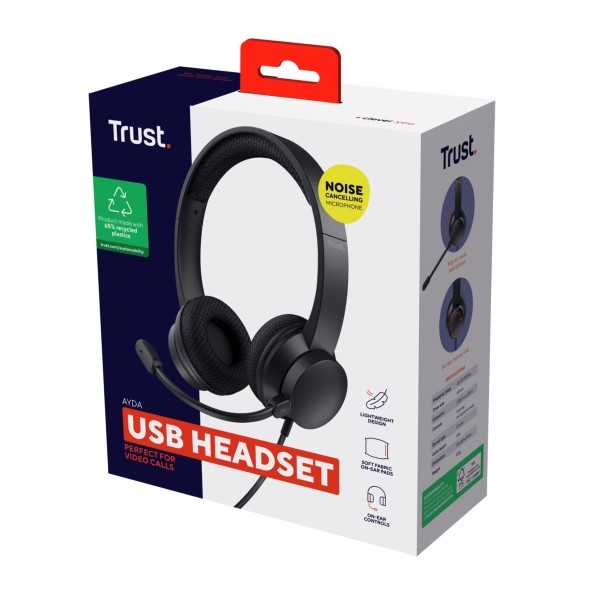 Trust Headset Ayda USB Headset Ohrumschließend und Kabelgebunden 25089