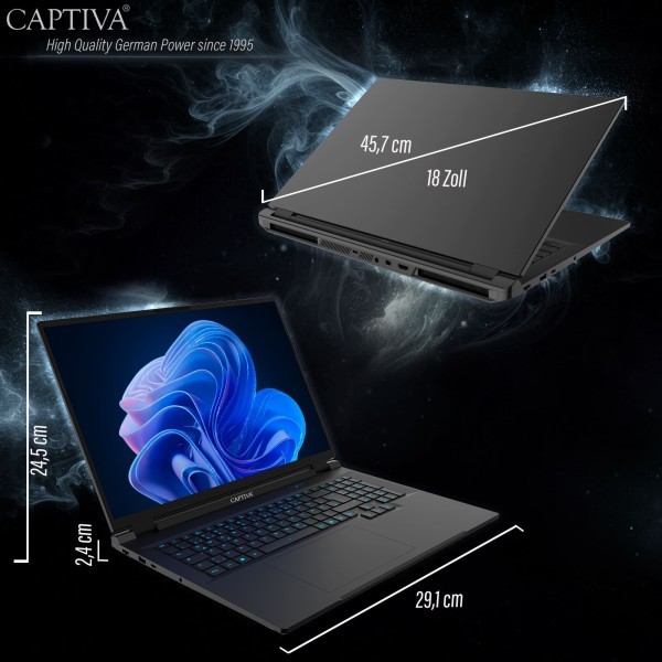 Captiva Notebook Highend Gaming I10-4654GE (18.0"/i9-14900HX/RTX 5070 Ti 12GB/SSD 2TB/64GB/WLAN/BT/Win 11 Home)