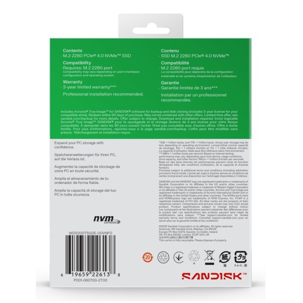 SSD WD Green 2TB SN3000 NVME M.2 PCIe 4.0 x4 WDS200T4G0E