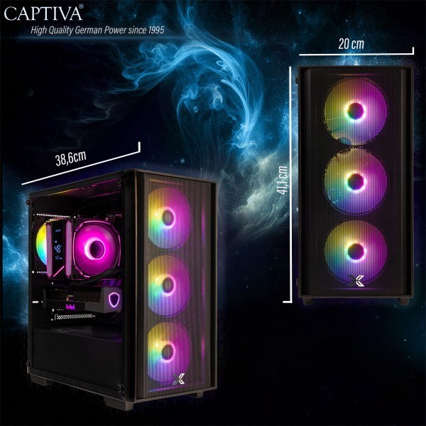 Captiva PC Highend Gaming R10-0038 (Ryzen 5 8400F/RTX5070 12GB GDDR7/SSD 1TB/16GB/WLAN/w/o OS)