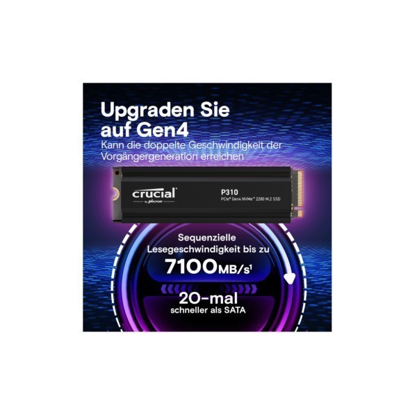 SSD Crucial 2TB P310 CT2000P310SSD5 PCIe M.2 NVME PCIe 4.0 x4 mit HS