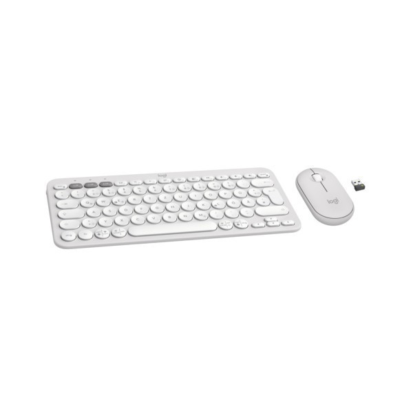 Keyboard & Mouse Logitech Wireless Combo Pebble 2 white (DE) (920-012204)