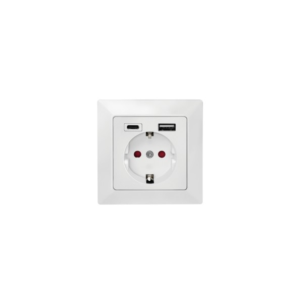 LogiLink Steckdose mit USB-C und USB Anschluss PA0262