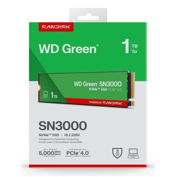 SSD WD Green 1TB SN3000 NVME M.2 PCIe 4.0 x4 WDS100T4G0E