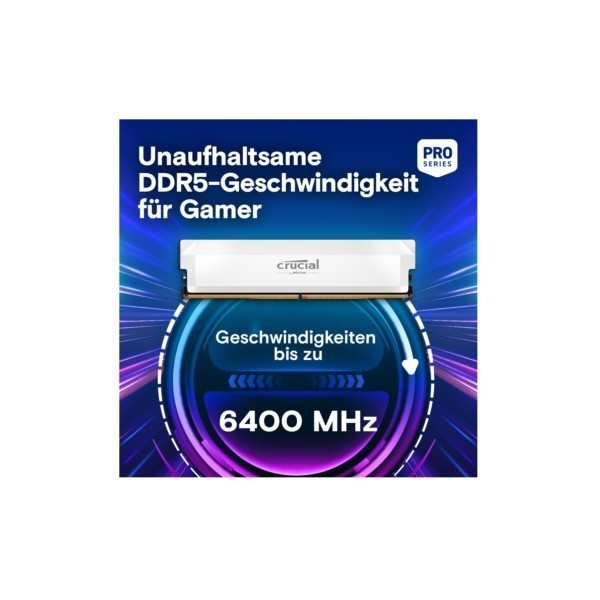 DDR5 64GB KIT 2x32GB PC 6000 Crucial PRO Overclocking Edition CP2K32G60C40U5W weiß