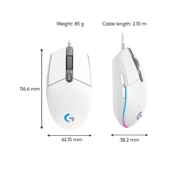 Mouse Logitech G G203 Lightsync - Weiß (910-005797)