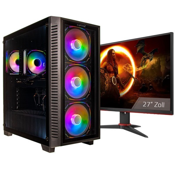 Captiva PC Advanced Gaming R94-849 TFT Bundle (Ryzen 5 7500F/RTX5060 8GB GDDR7/SSD 1TB/32GB/WLAN/w/o OS)