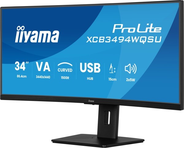 TFT Iiyama ProLite XCB3494WQSU-B1 86 cm (34")HDMI,DisplayPort,USB-C,SP curved