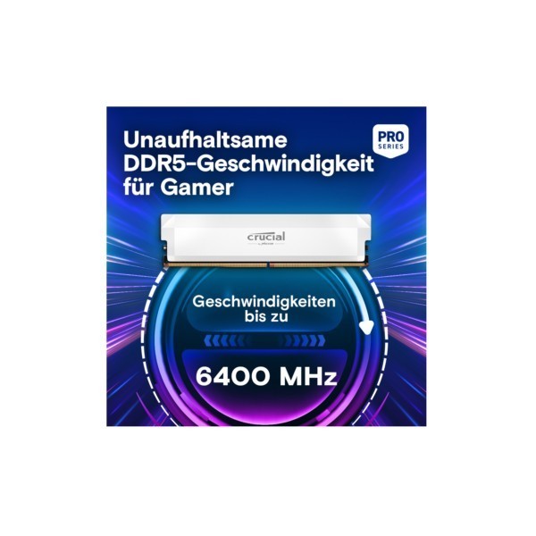 DDR5 64GB KIT 2x32GB PC 6400 Crucial PRO Overclocking Edition CP2K32G64C40U5W weiß