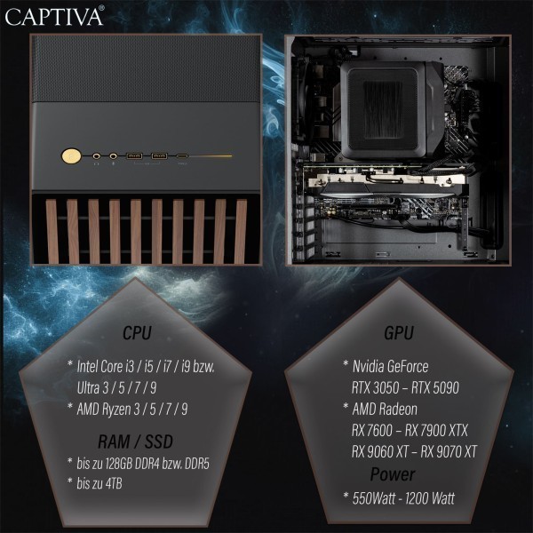 Captiva PC Ultimate Gaming R90-407 (Ryzen 9 9900X3D/RTX5090 32GB GDDR7/SSD 2TB/64GB/WLAN/w/o OS)