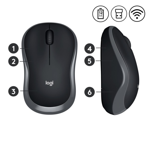 B-Mouse Logitech M185 Wireless grey (910-002238)