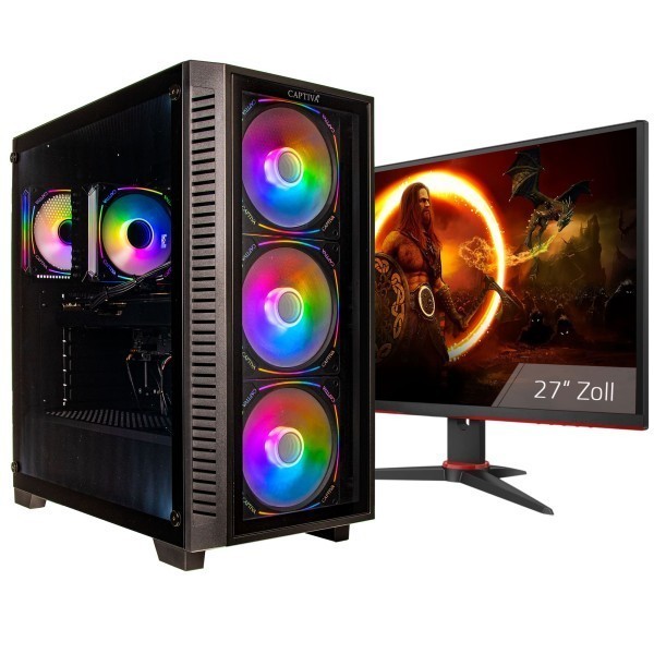 Captiva PC Advanced Gaming I95-367 TFT Bundle (i7-12700KF/RTX5060 Ti 16GB GDDR7/SSD 1TB/32GB/WLAN/Windows 11 Home 64-bit)