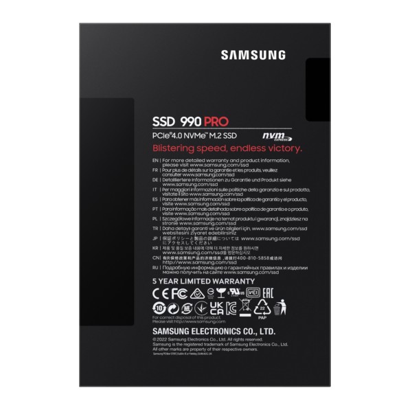 SSD Samsung 990 Pro M.2 1TB NVMe MZ-V9P1T0BW PCIe 4.0 x4