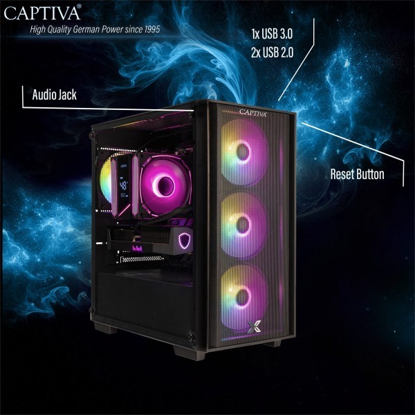 Captiva PC Highend  Gaming I10-2960 (Ultra 7 270K Plus/RX9060 XT 16GB GDDR6/SSD 500GB/16GB/WLAN/w/o OS)