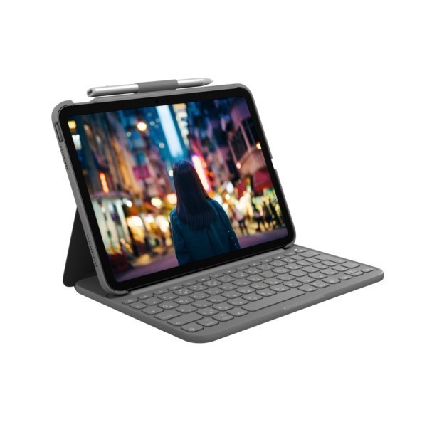 B-Keyboard Logitech Slim Folio iPad (10th gen) gray (DE) (920-011423)