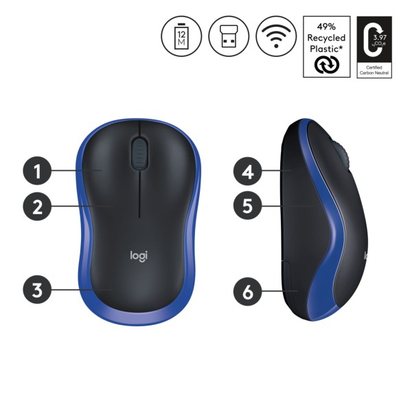 Mouse Logitech M185 Wireless blue (910-002239)