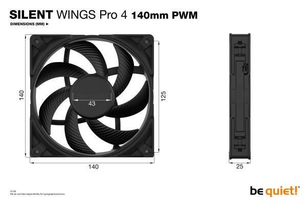 PC- Gehäuselüfter Be Quiet SilentWings PRO 4 140mm PWM