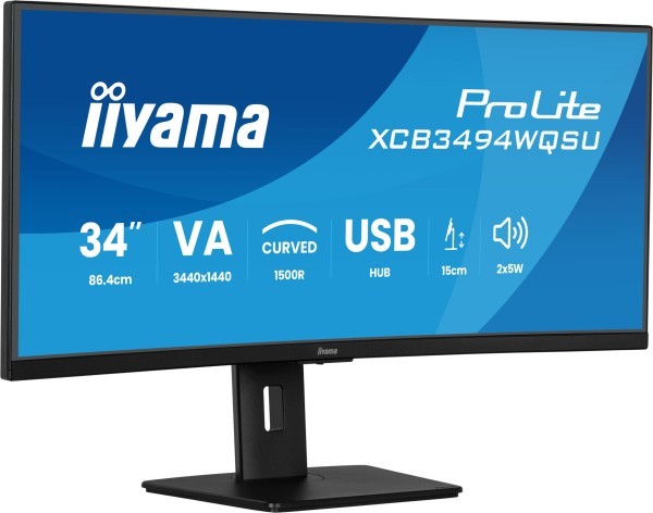 TFT Iiyama ProLite XCB3494WQSU-B1 86 cm (34")HDMI,DisplayPort,USB-C,SP curved