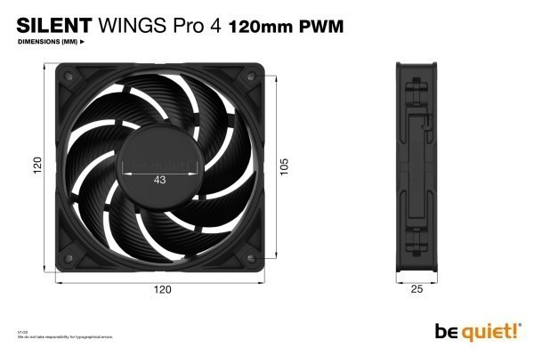 B-PC- Gehäuselüfter Be Quiet SilentWings PRO 4 120mm PWM