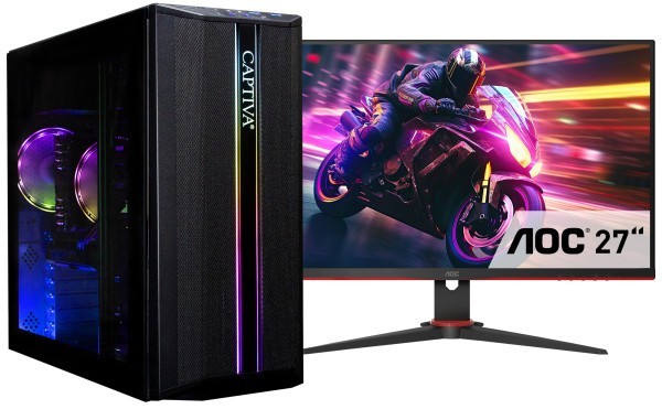 Captiva PC Advanced Gaming R82-960 TFT Bundle (Ryzen 7 5700X/RTX4060 Ti 8GB GDDR6/SSD 1TB/32768/WLAN/Windows 11 Home 64-bit)