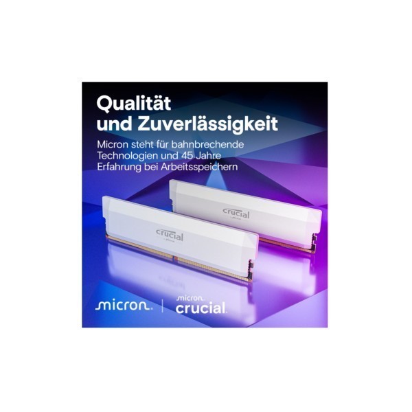 DDR5 64GB KIT 2x32GB PC 6000 Crucial PRO Overclocking Edition CP2K32G60C40U5W weiß
