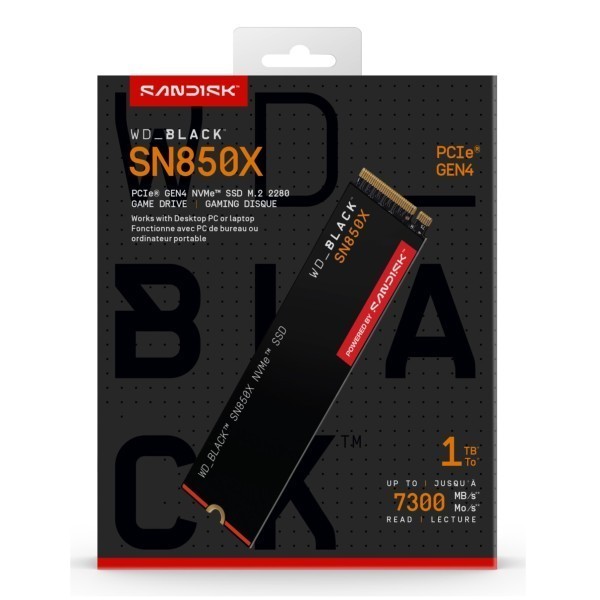SSD WD Black 1TB SN850X Gaming NVME M.2 PCIe WDS100T2X0E PCIe 4.0 x4