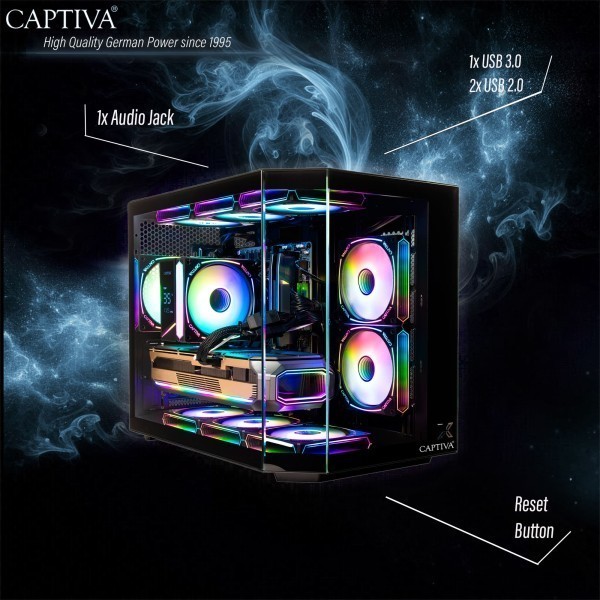 Captiva PC Advanced Gaming I92-605 (i5-14400F/RTX5060 Ti 8GB GDDR7/SSD 1TB/32GB/WLAN/w/o OS)