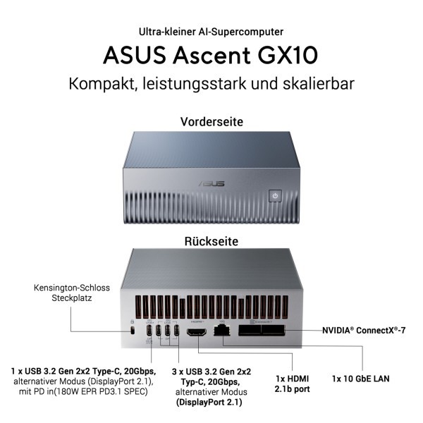 Asus Ascent GX10-GG0026BN - MINI PC- Stellar Gray (inklusive Gema)