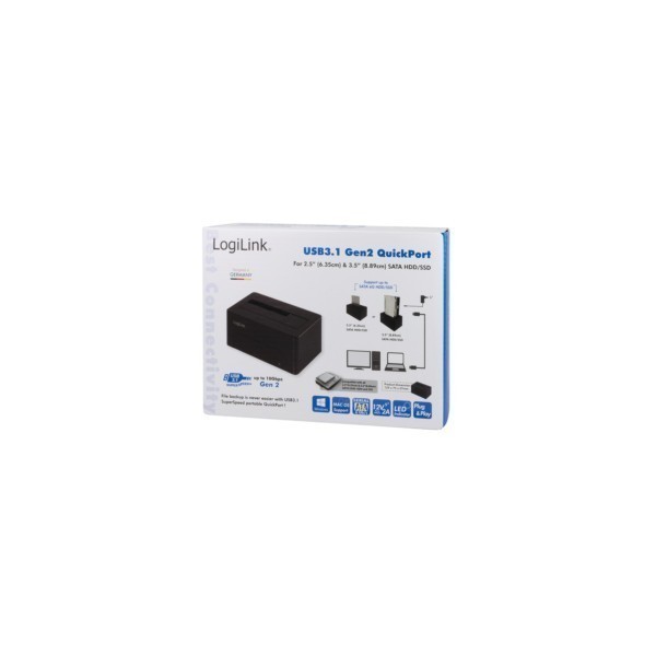 HDD Dockingstation LogiLink Quickport USB 3.1 Gen 2 1-Port für 2,5/3,5" SATA HDD/SSD QP0027