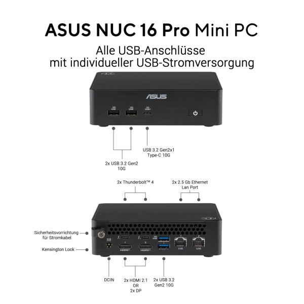 Asus NUC 16 PRO RNUC16GDKS76C4N2 Ultra X7 358H Grand Canyon (inklusive Gema) L10