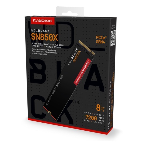 SSD WD Black 8TB SN850X Gaming NVME M.2 PCIe 4.0 x4 WDS800T2X0E