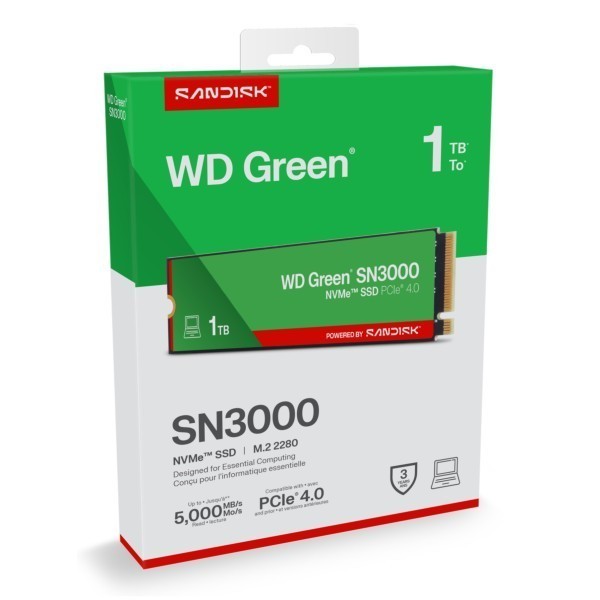 SSD WD Green 1TB SN3000 NVME M.2 PCIe 4.0 x4 WDS100T4G0E