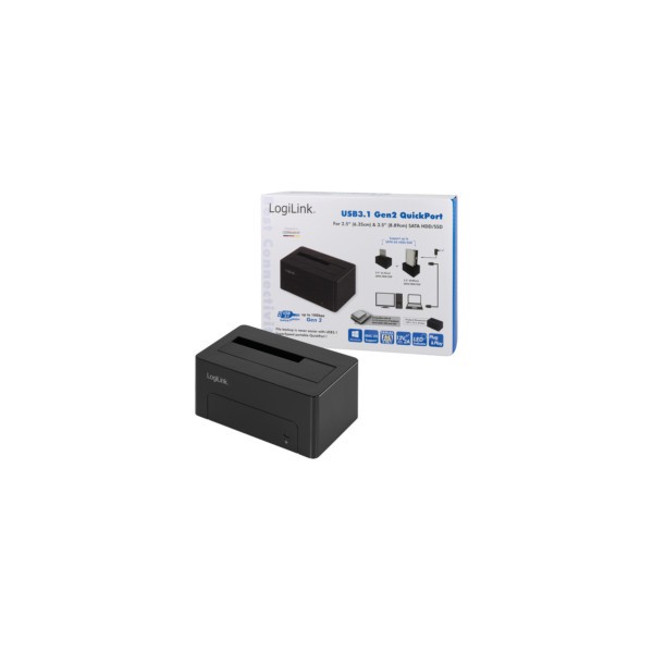 HDD Dockingstation LogiLink Quickport USB 3.1 Gen 2 1-Port für 2,5/3,5" SATA HDD/SSD QP0027